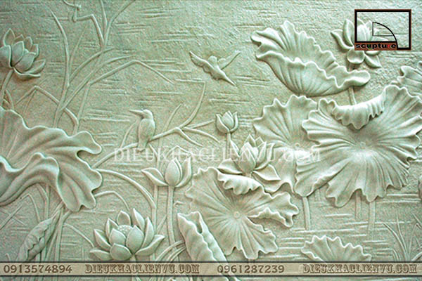 Điêu khắc Liên Vũ- thiết kế và thi công phù điêu sen trang trí nội thất